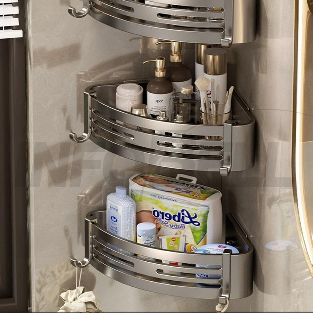 알루미늄 무타공 욕실 코너선반 행거형 접착식 부착식 무타공 욕실 화장실 주방 다용도 코너 선반 32,800원