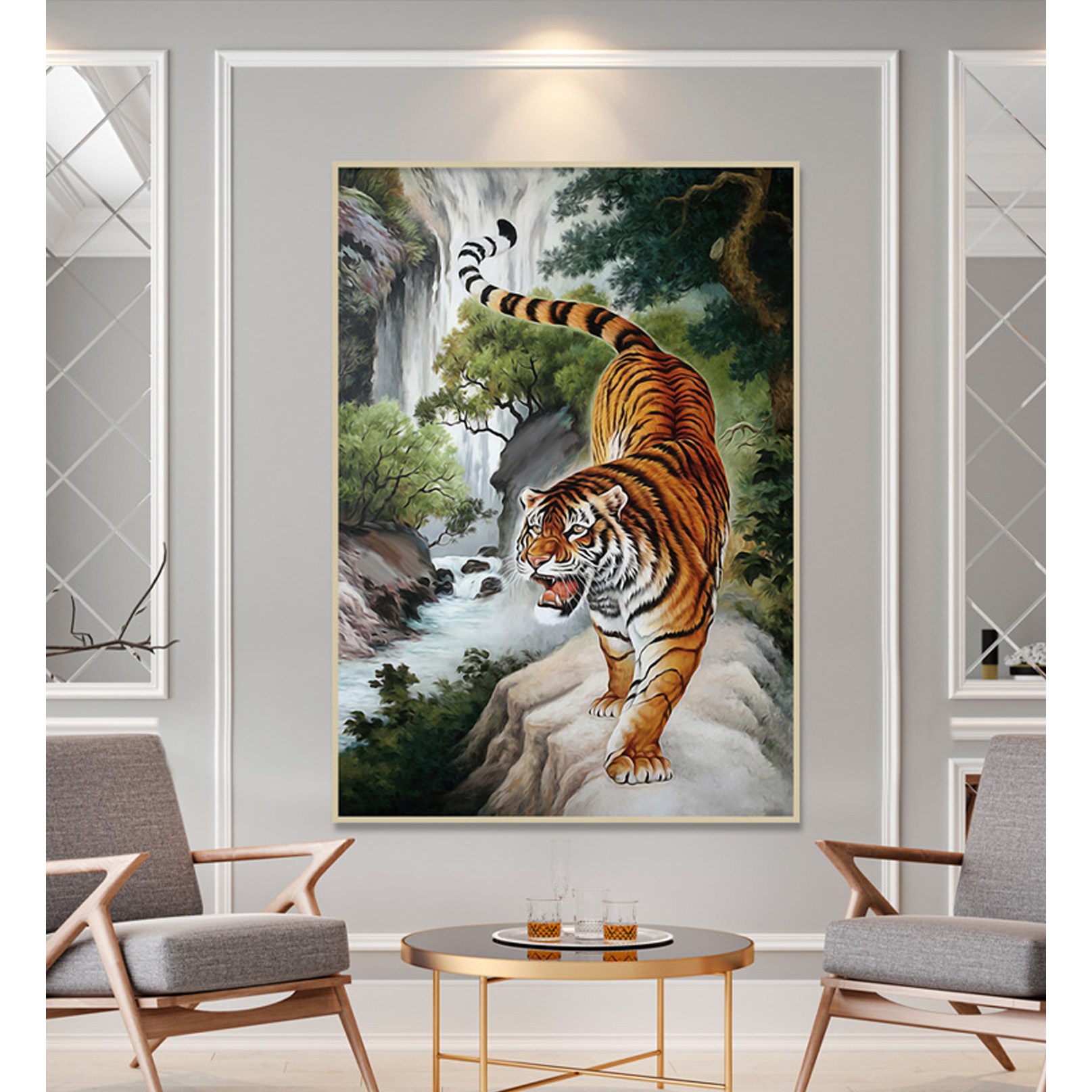 [딘아트] 호랑이 그림 11종 대형액자 성공을 부르는 액운막이 거실 캔버스 인테리어 액자 개업 선물, 우드 23,000원