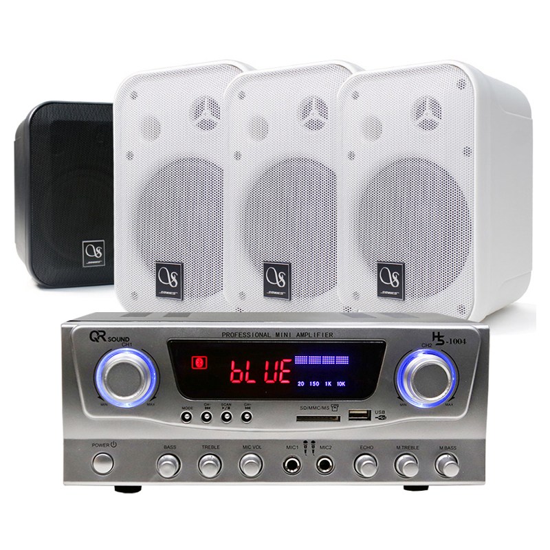 카페/매장용 앰프 스피커 세트 50평대까지 QR-1004 블루투스 식당 사무실 가게 스피커설치 매장음향 325,000원