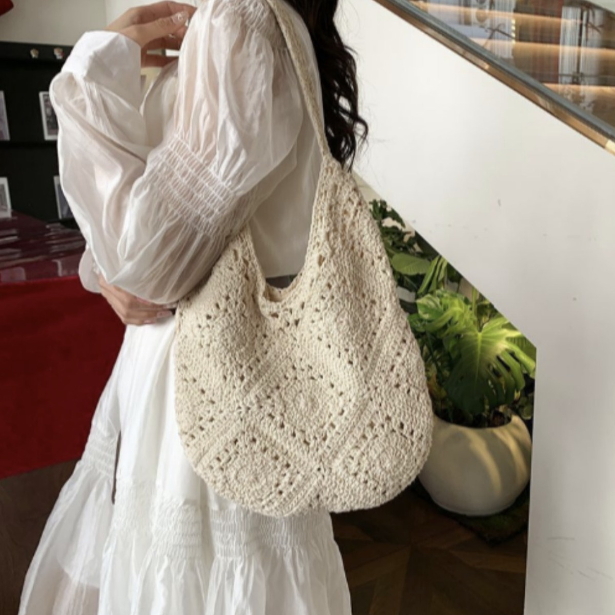 루비앤 여성 니트 짜임 숄더백 빅사이즈 뜨개 가방 네트백 여름 비치 휴양지 가방 데일리백 26,100원