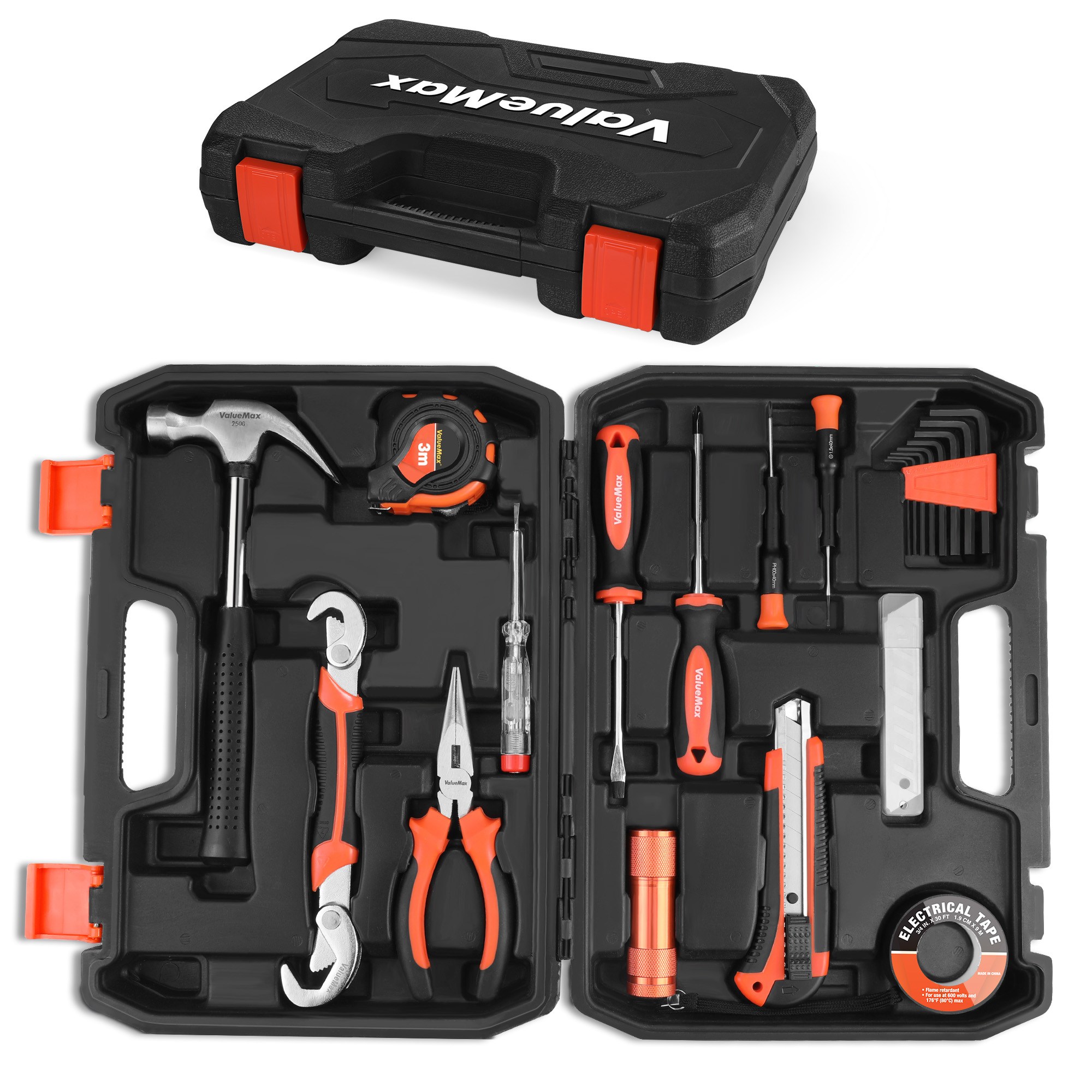 VALUEMAX  8pc/30pc/150pc 가정 수리 공구세트 펜치 렌치 드라이버 망치 플라이어 포함 작업용 다용도 가정용 공구세트 수리 및 자동차 정비용 공구함 세트 22,900원