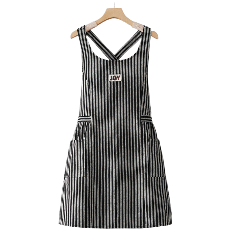 쿵샵 면 스트라이프 앞치마, 1개, 블랙 9,900원