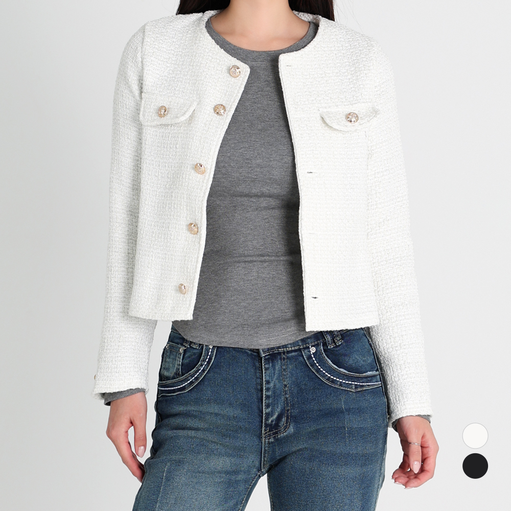 닷이프 여성용 논칼라 오피스 트위드 자켓 O26SS1-A2529 29,860원