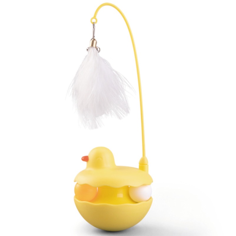 YONIVI 고양이 장난감 깃털 방울 낚시대 오뚝이 셀프 장난감, 1개, 노란색 13,320원
