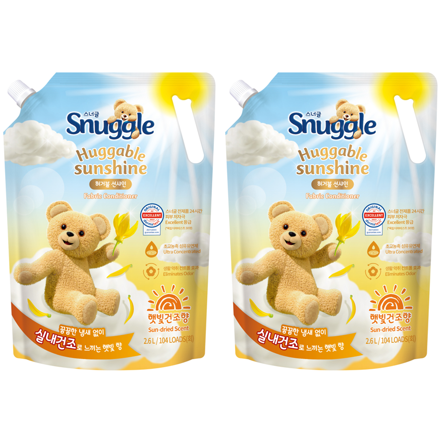 스너글 허거블 선샤인 섬유유연제 햇빛건조향 리필, 2.6L, 2개 25,500원
