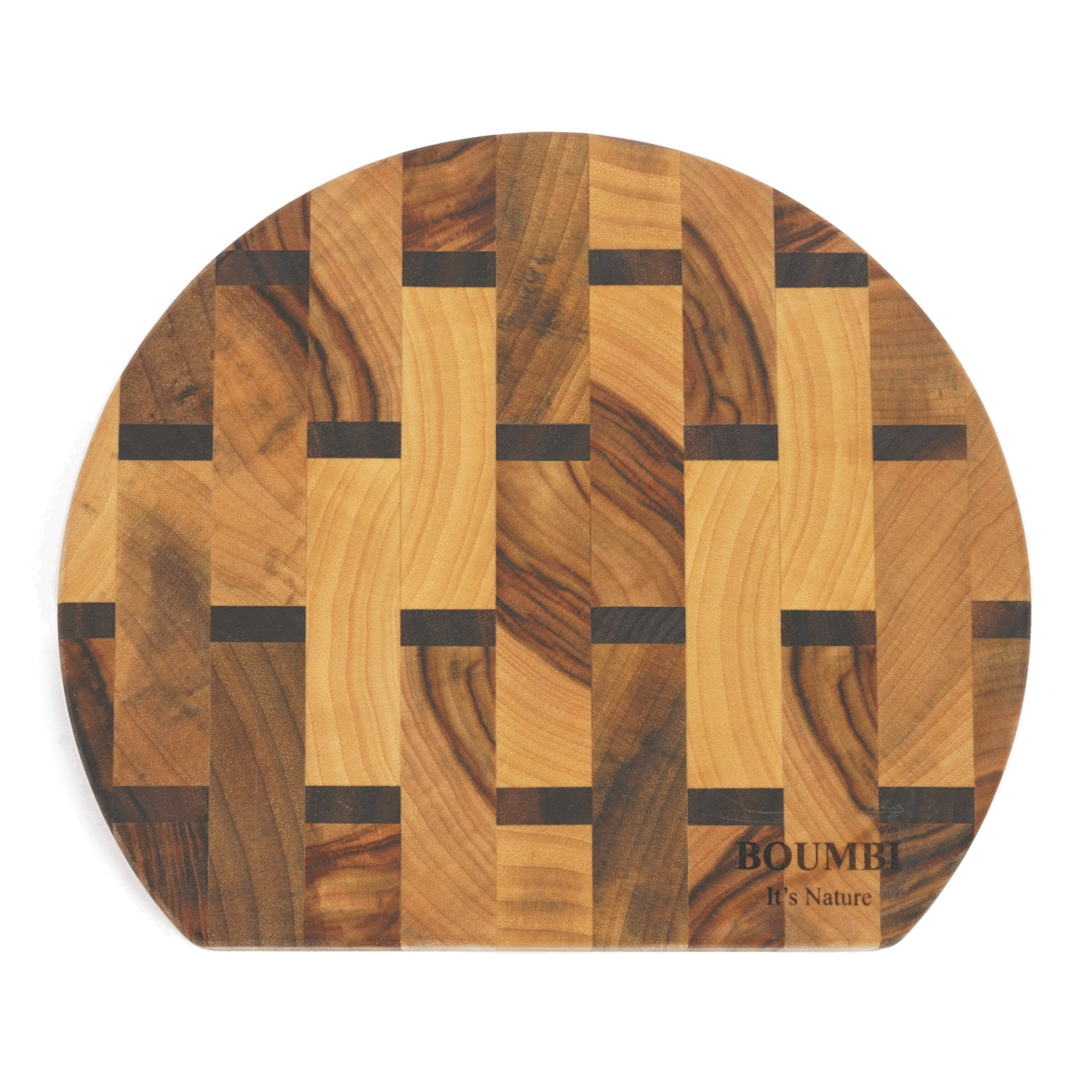 BOUMBI 월넛 캄포 엔드그레인 반달 원형 도마, 1개, 월넛&캄포 39,900원