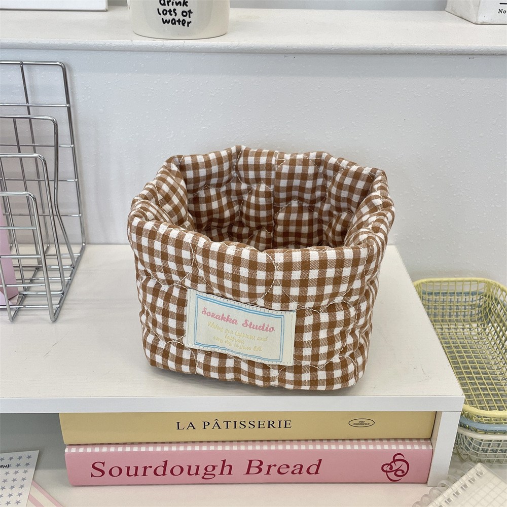 1+1 감성 체크 패브릭 수납 바구니 정리함 12,900원