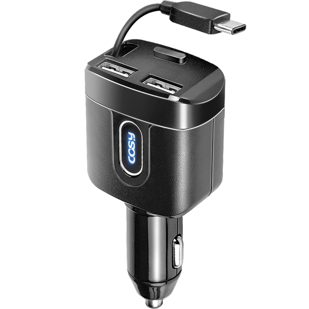 코시 차량용 C타입 원터치 자동감김 USB 2포트 고속 충전기 90cm, CGR4079AT, 블랙 12,900원