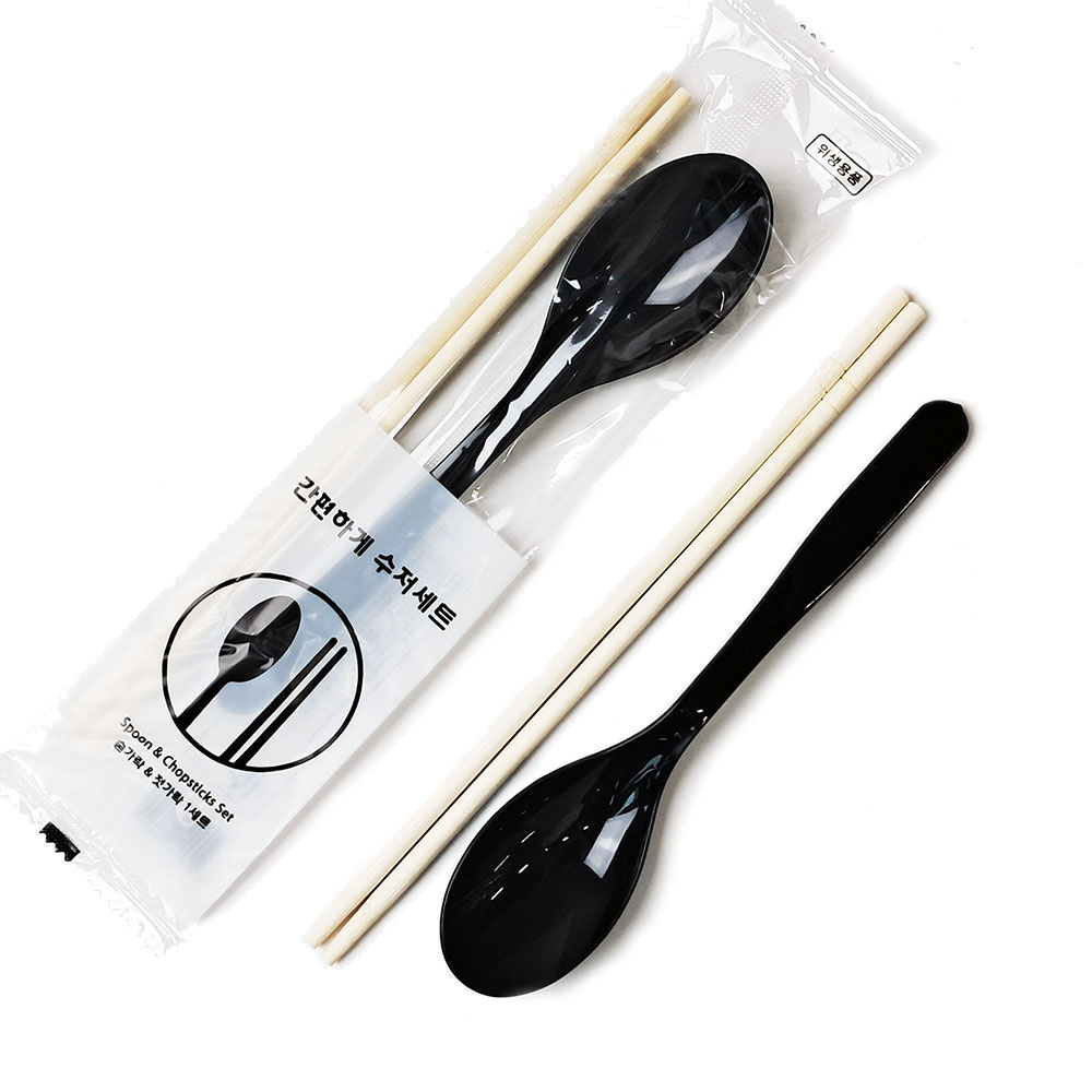 일회용 수저세트 블랙 좋은품질 긴 대나무젓가락과 튼튼한 숟가락 세트 27,300원