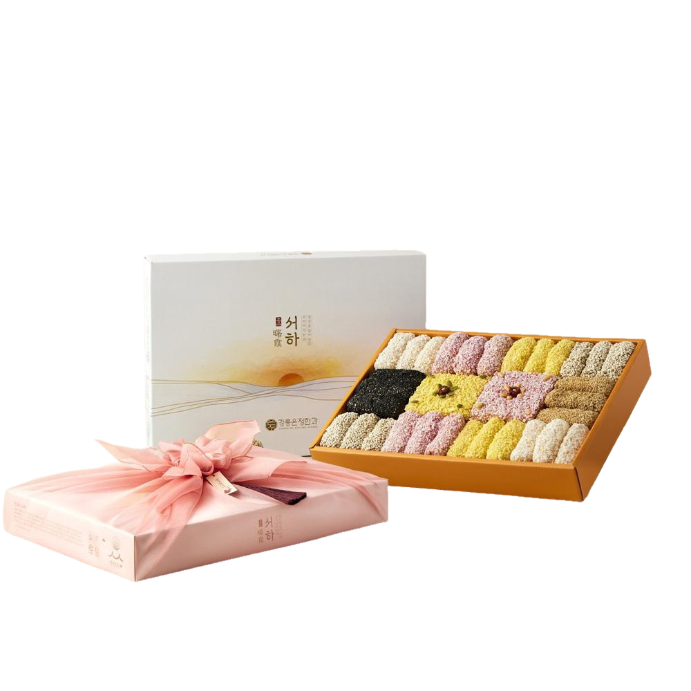강릉은정한과 서하 2단 선물세트+보자기포장, 쇼핑백 증정 (전통 유과 한과 명절선물 답례품 설날선물 추석선물 부모님선물 상견례선물), 800g, 1개 43,960원