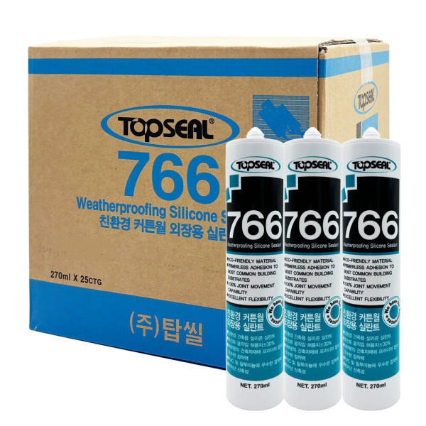 탑씰 766 투명 박스 25개 묶음 판매 외장용 렉산 실리콘 외부용 판넬용 실란트, 현재가 69,800원