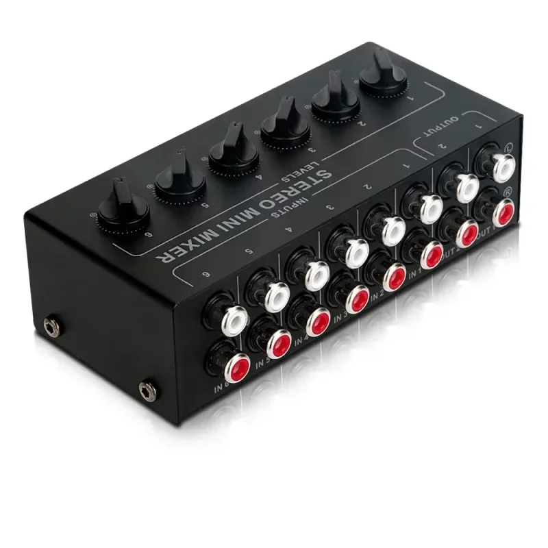 4 6 채널 패시브 믹서 오디오 전문 오디오 스테레오 믹서 사운드 믹서 휴대용 RCA 입력 라이브 스튜디오 용 21,600원