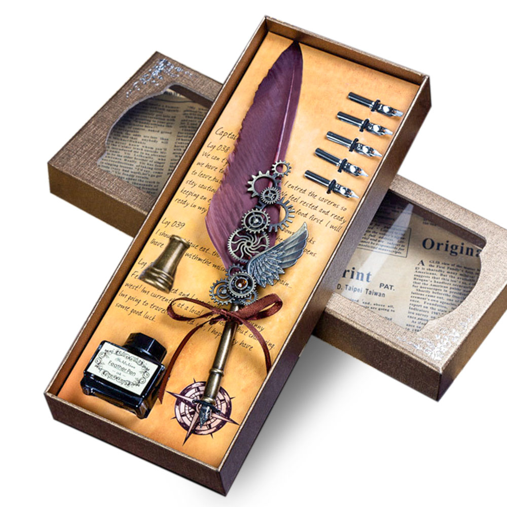 트렌디르 톱니바퀴 만년필 깃털펜 세트 14,900원