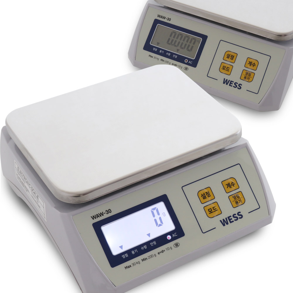 웨스 충전식 전자저울 아답터포함 업소용 산업용 주방 저울 WAW 3kg 6kg 15kg 30kg 중량선택 69,800원