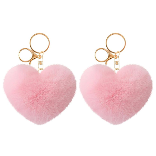 HALFMOON 토끼털 하트 키링, 핑크 2개 6,900원