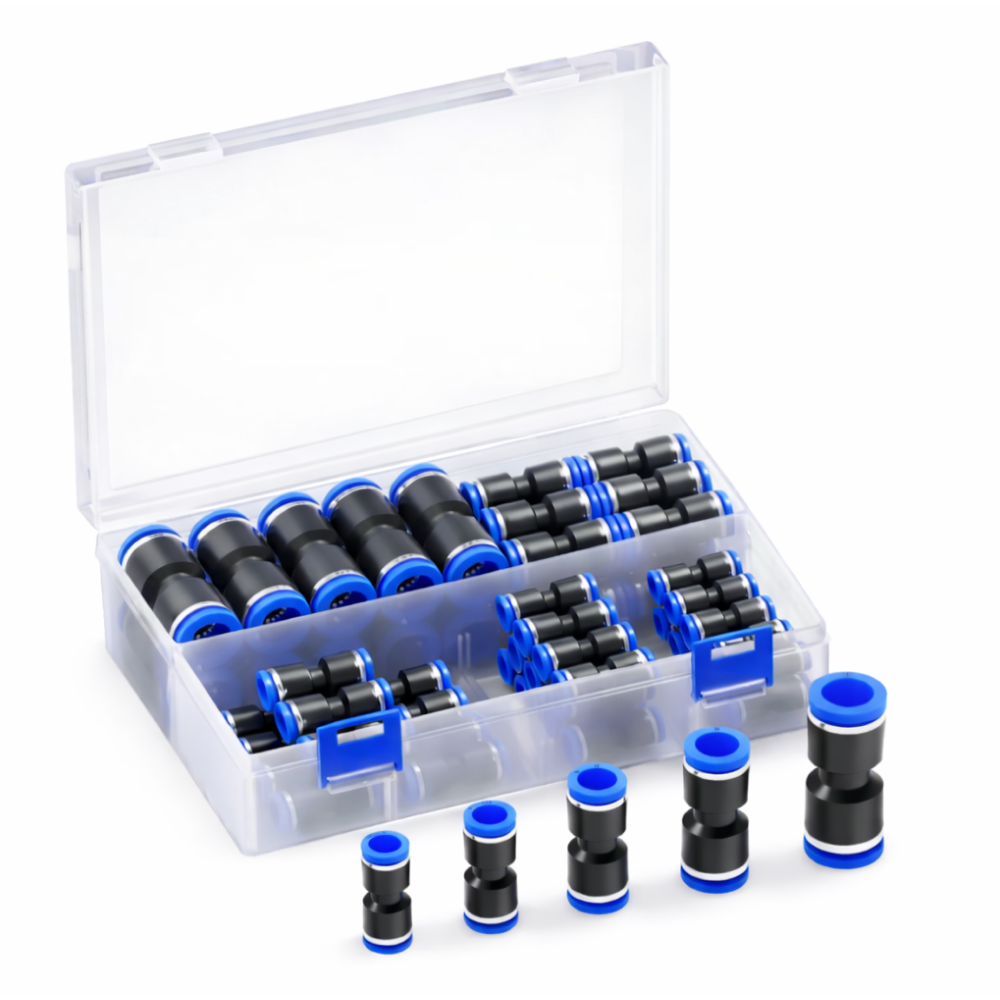 원터치 에어호스 퀵커넥터 5종 피팅 세트 4~12mm 공압 호스 연결 커넥터, 50개 20,100원