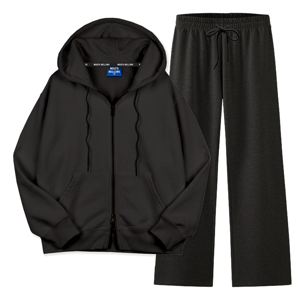 몰토벨리노 무지 스탠다드핏 투웨이 크롬지퍼 후드집업 상하세트 58,900원