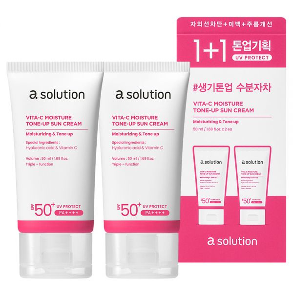 에이솔루션 1+1 비타C 수분 톤업 선크림 SPF50+ PA++++ 30,200원
