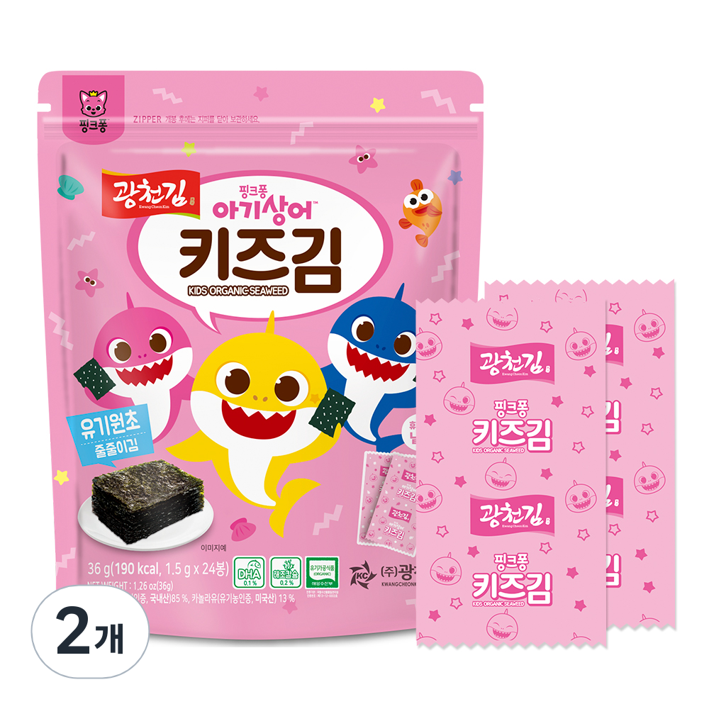 광천김 핑크퐁 아기상어 유기원초 줄줄이 키즈김 10,160원