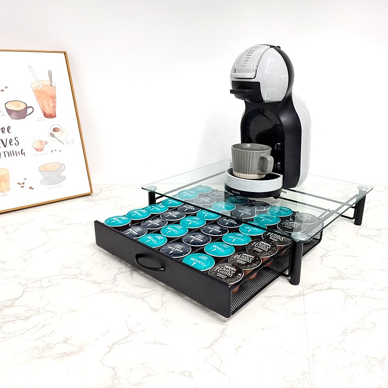 돌체구스토 커피캡슐수납 서랍 강화유리 서랍은 36개를 넣을 수 있다, 1개, Black 28,000원