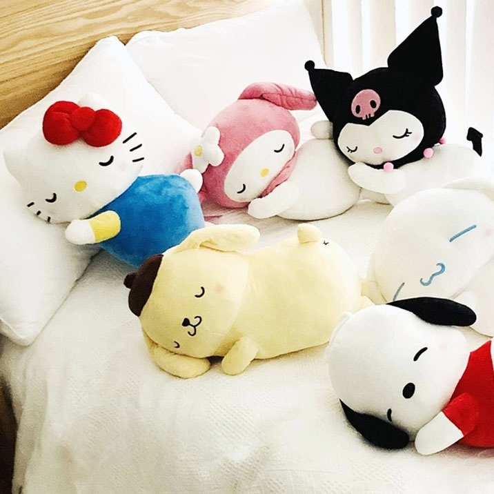 산리오 폭신 새근새근 잠자는 캐릭터 인형 모찌 베개 쿠션 6종, 현재가 64,000원