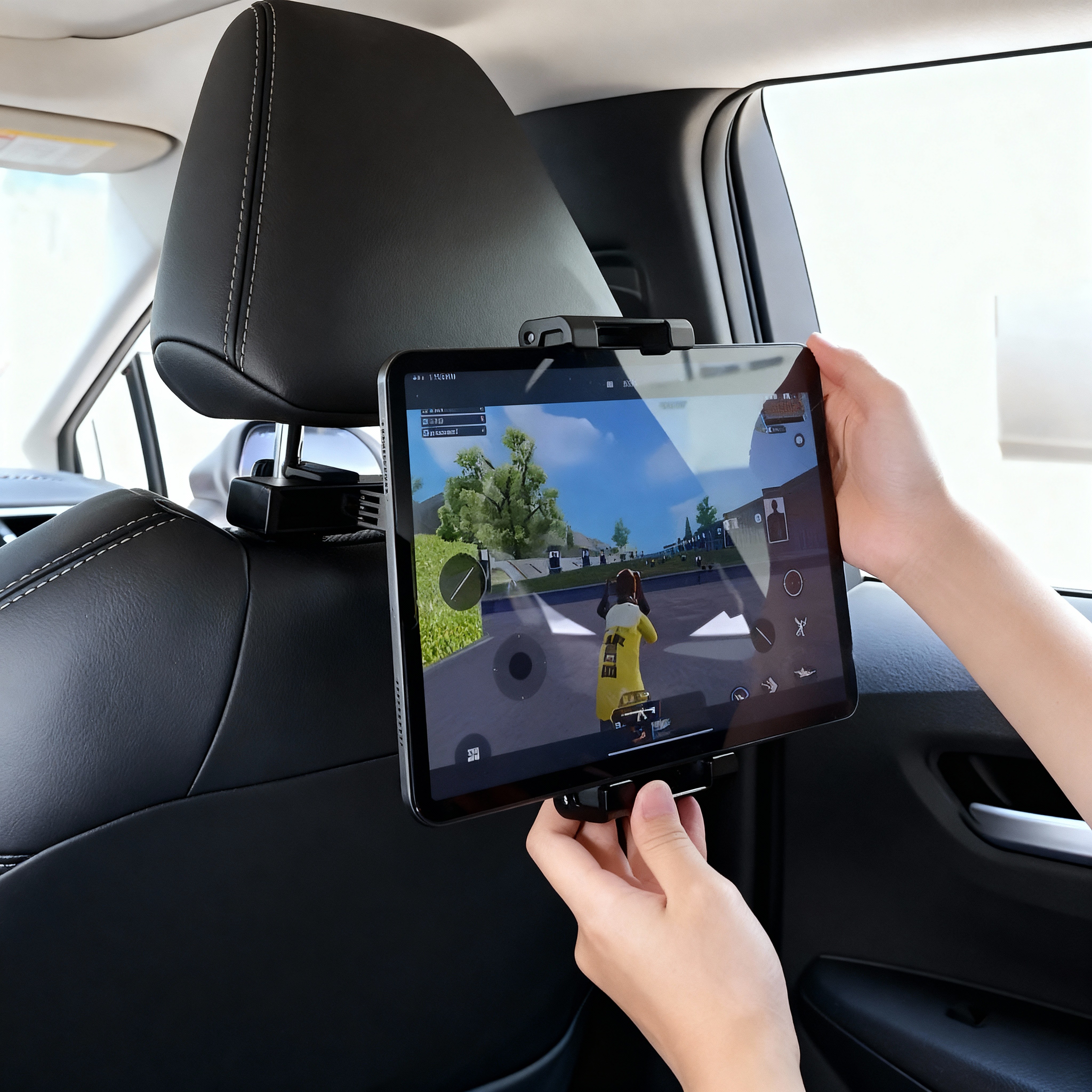 온라이프 헤드레스트 태블릿 거치대 뒷좌석 스마트폰 패드 걸이, 블랙, 1개, 현재가 13,900원