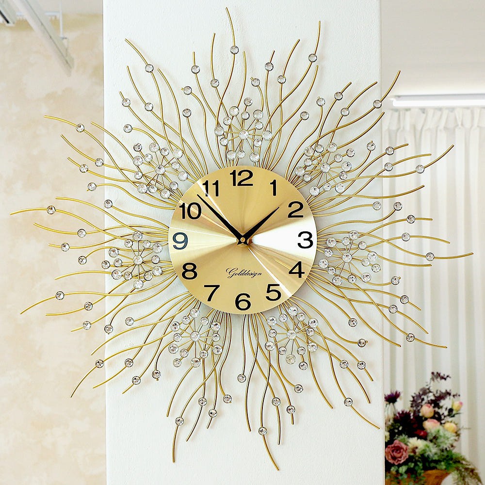 골드디자인 럭셔리 홈데코 무소음 인테리어 벽시계, 골드 73,900원