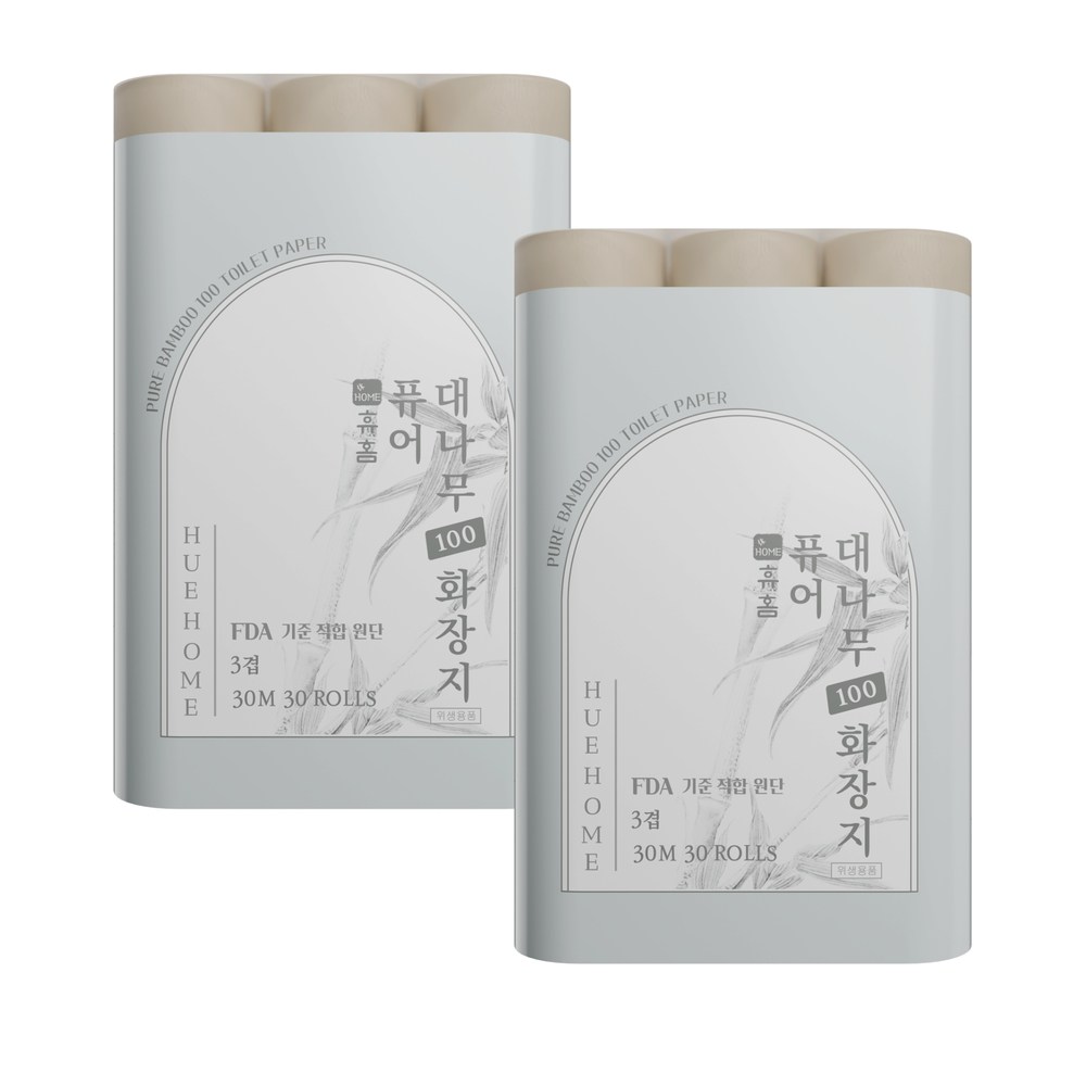 휴홈 퓨어 대나무 100 화장지 3겹 30m, 30롤, 1팩, 2개, 30개입, 30m 37,700원