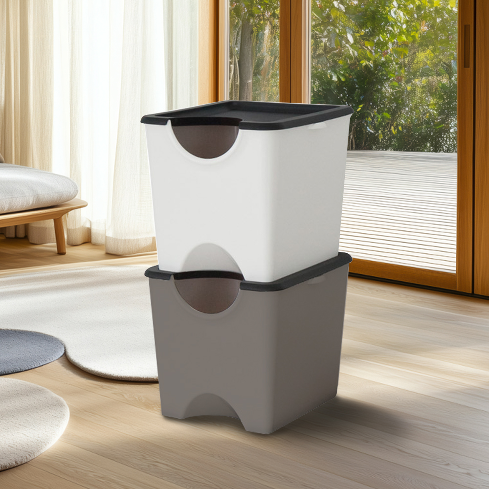 플라팜 에코홀릭 분리수거함 30리터 2단 믹스, 아이보리 + 브라운, 2개 13,900원