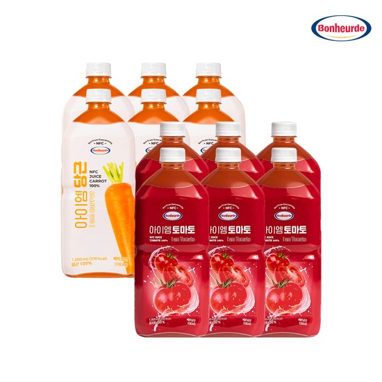 [100% NFC 착즙] 보넬드 아이엠 주스즙 2종 혼합구성 / 당근 주스즙 6개 + 토마토 주스즙 6개 109,900원