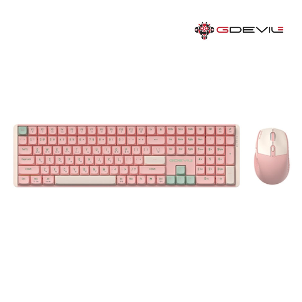 지데빌 MK850W 무선 저소음 JERRZI 스위치 적축 111Key 파스텔 기계식 키보드+마우스 세트 핑크 65,800원