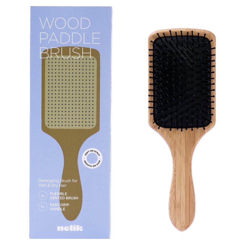 넬릭 우드 사각 패들 쿠션 두피 마사지 브러쉬, 1개, 브라운 5,500원