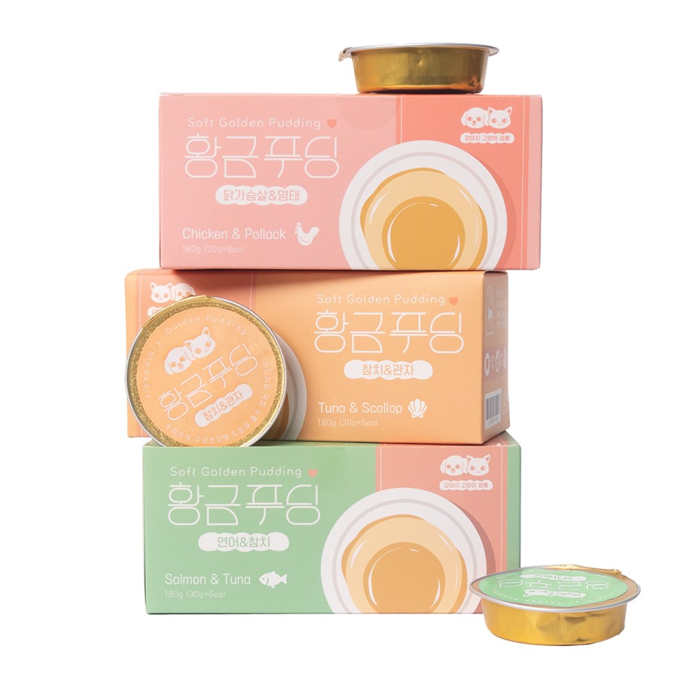 집사일기 황금푸딩 강아지 고양이 간식 미니캔 30g, 18캔, 혼합 23,400원