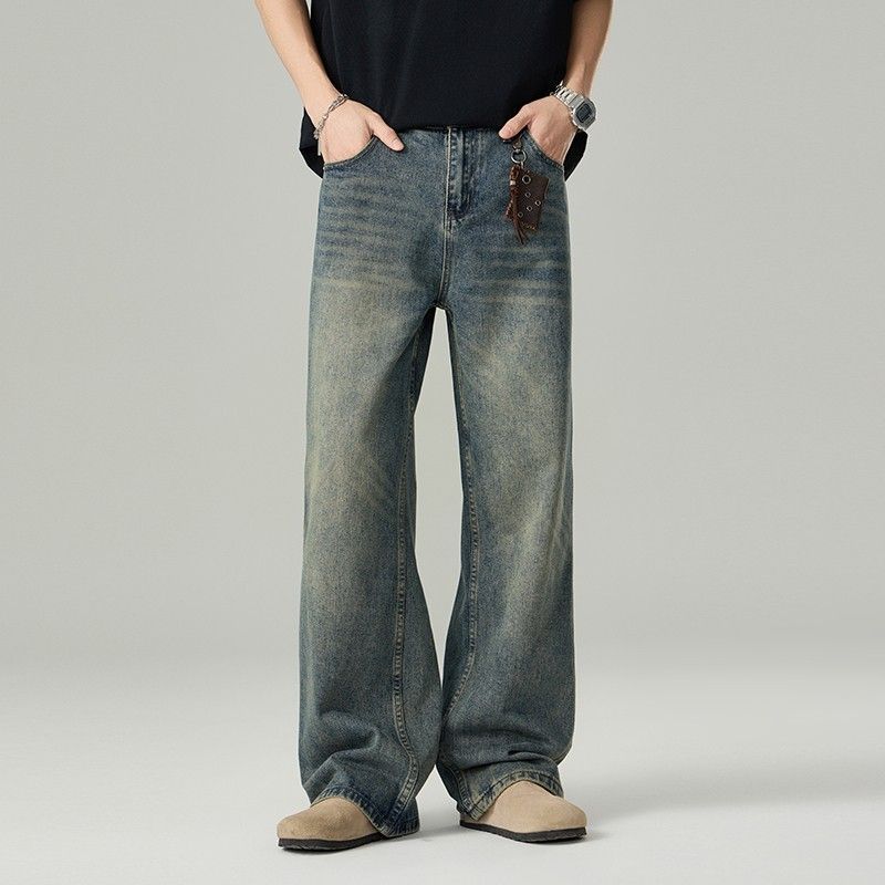 녕동 남성 데님 와이드 팬츠 캐주얼 일자핏 통 청바지 루즈핏 데일리룩 48,500원