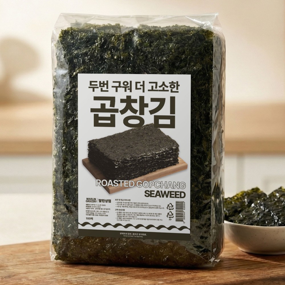 말린상점 구운 곱창김 100매 국내산 햇김 곱창돌김 신안 완도 해남 진도, 1개, 370g 30,900원