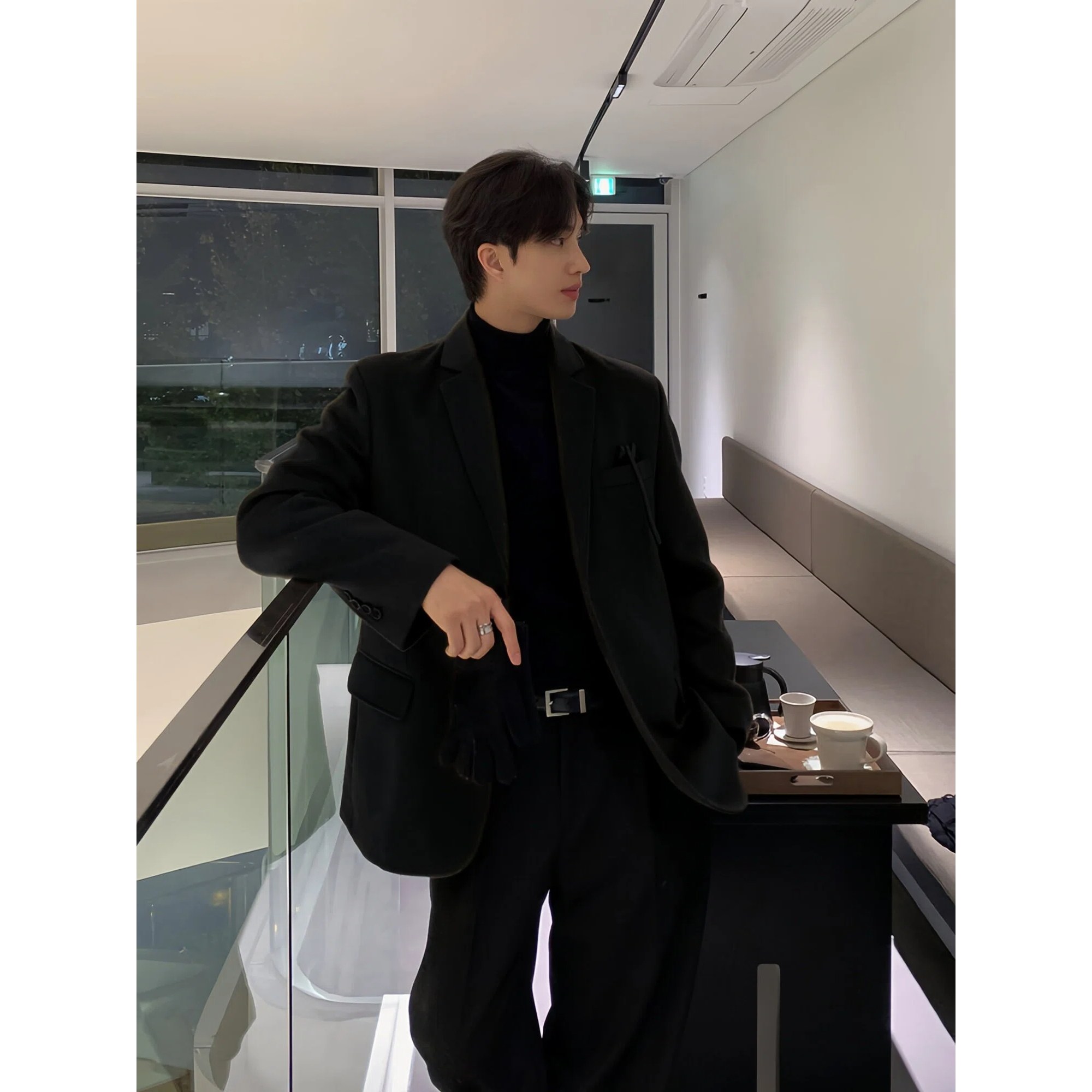 STYLE DR 남성용 모직 코트 캐주얼 정장 자켓 슬림 울쟈켓 48,860원