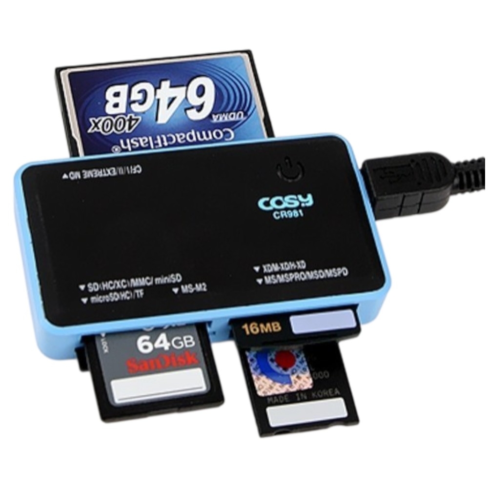 블루패널 멀티카드리더기(SD/Micro SD/CF/MS/MS-M2/XD) 자동인식리더기 11,500원
