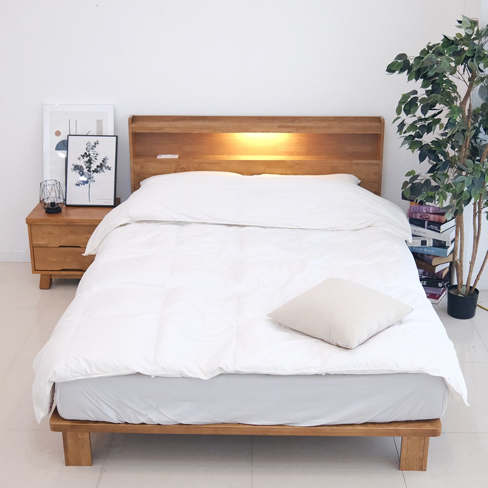 아르볼가구 다올 원목 LED조명 평상형 침대프레임 월넛 498,000원