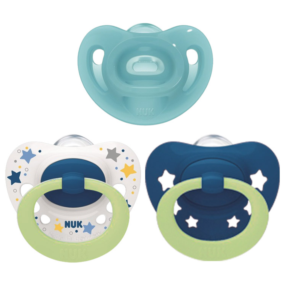 누크 쪽쪽이 체험팩 S1(0~6개월) 올실리콘+야광 [센서티브 1개 + 시그니처 야광 2개], 1세트, 블루+스페이스블루, S1 (0~6개월) 14,900원