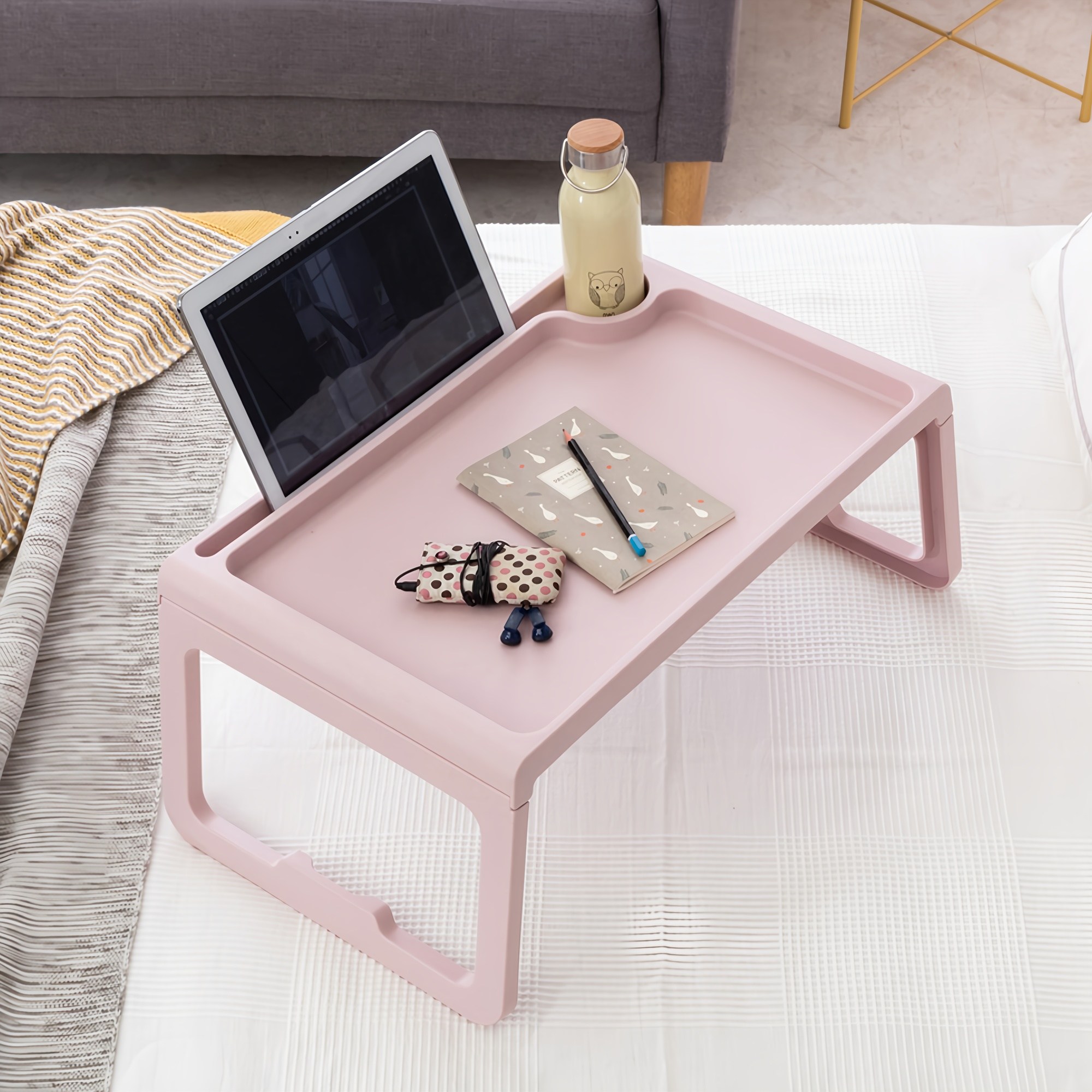 아임홈리빙 MESA 다용도 접이식 테이블 베드트레이, 핑크 12,300원