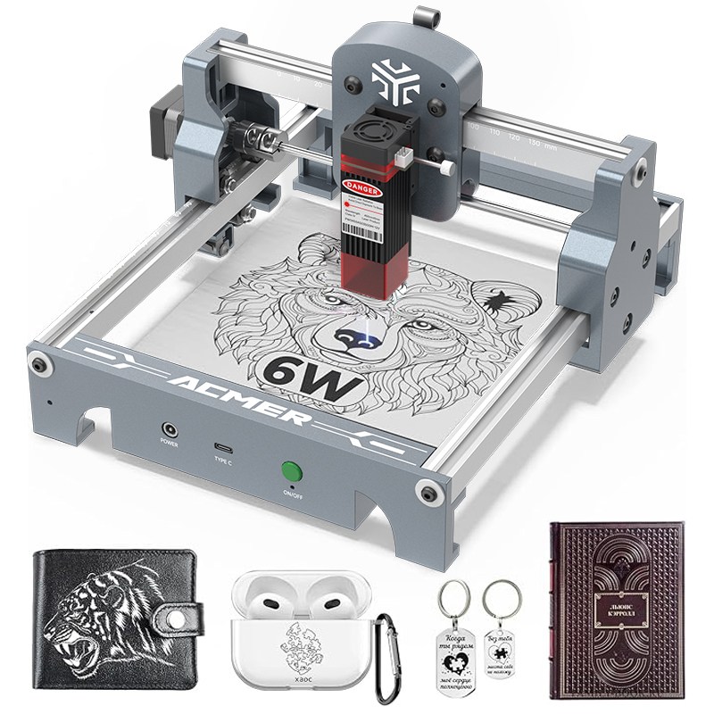 ACMER 6W 소형 아크릴 금속 나무 레이저 각인기 조각기 커팅기 S1, 1개 268,000원