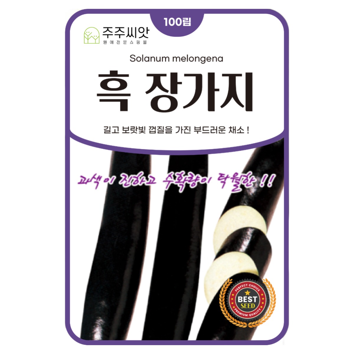[주주씨앗] 가지씨앗 100립 흑 장가지 종자 씨 채소씨앗 제일장가지, 1개 2,000원