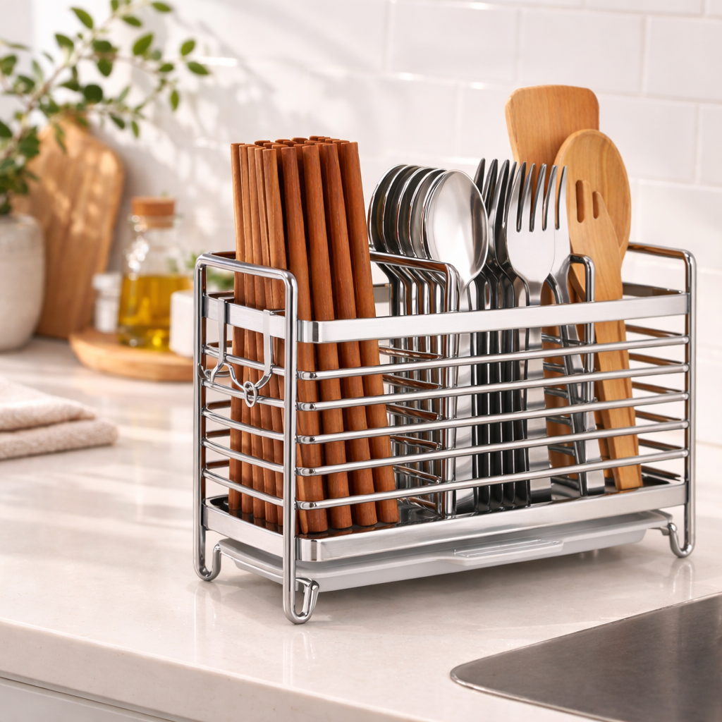 스텐수저통 스텐칫솔꽂이 3칸수저통 스텐물빠짐수저통 수저정리함 칫솔꽂이 무타공수저통 수저꽂이, 은색, 1개 16,800원