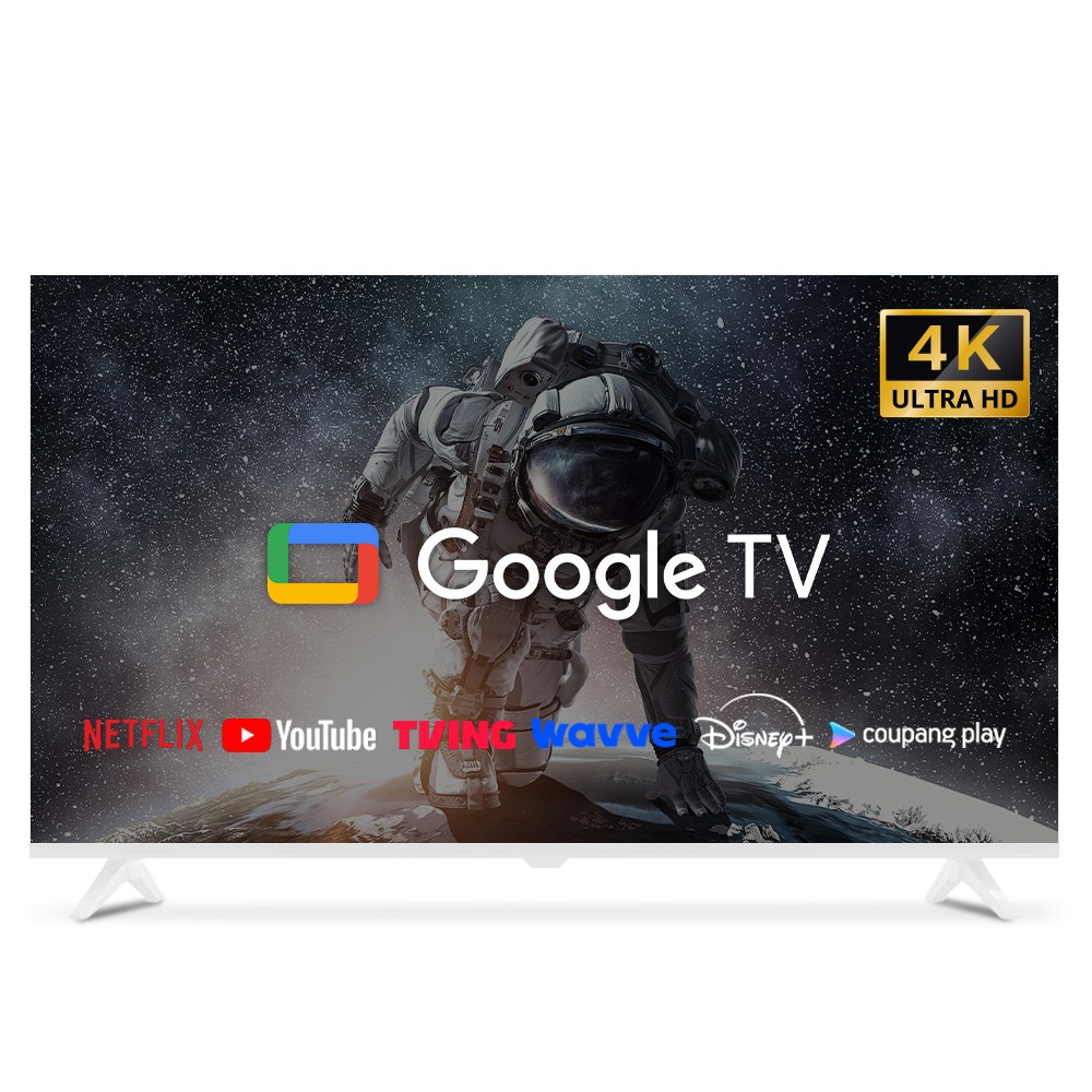 스카이뷰 109cm 43인치 4K UHD 스마트 TV 화이트 에너지 1등급 구글 안드로이드 티비 299,000원