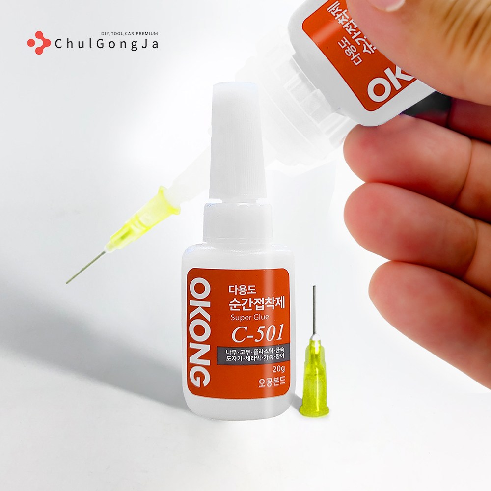 철공자 오공 순간 접착제 C501 본드 + 노즐 가죽 대리석 고무 타일 나무 금속 철 강력접착제 4,000원