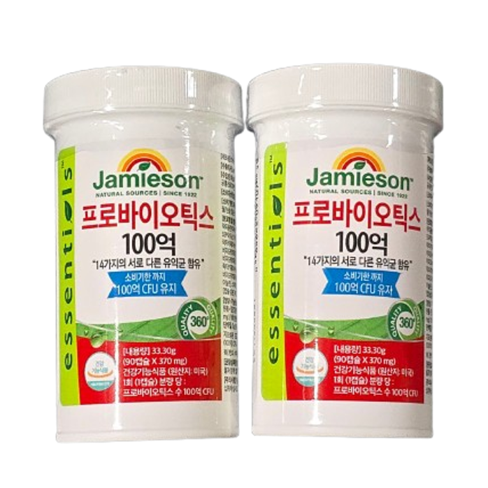 자미에슨 100억 유산균 프로바이오틱스 370mg x 90캡슐 2병 101,300원