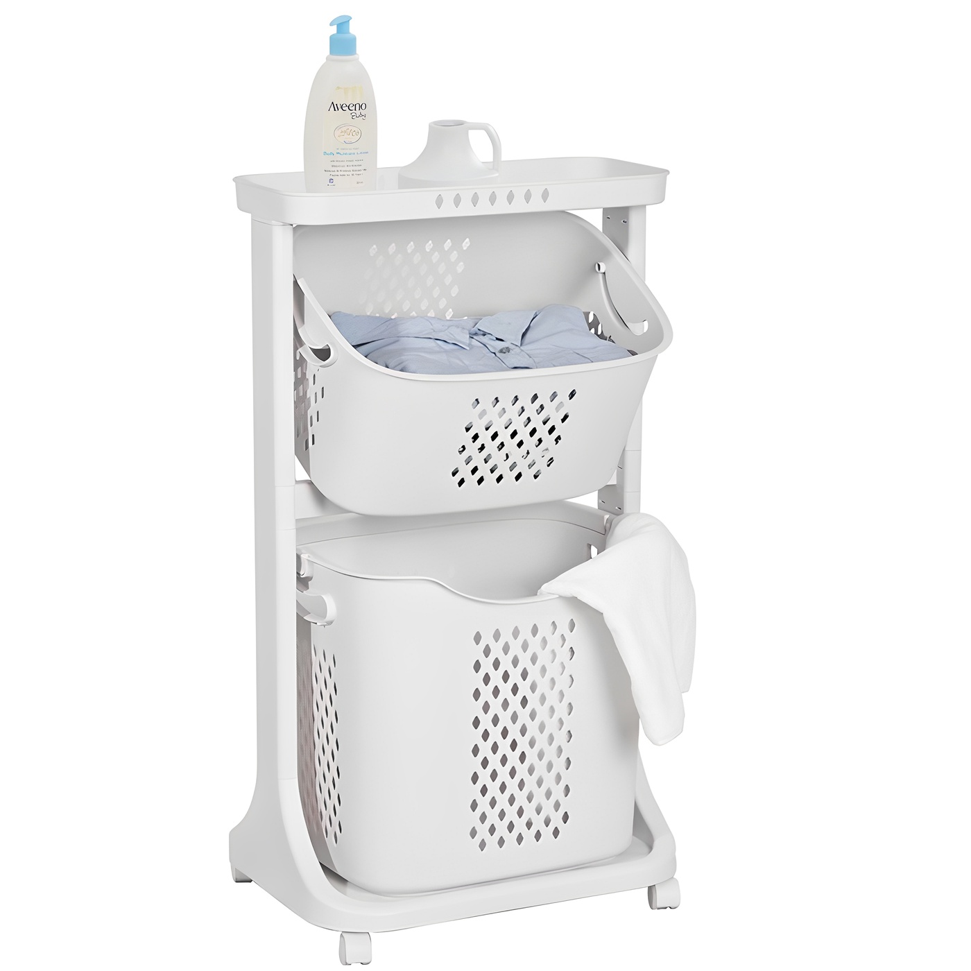 네이쳐리빙 모던 트롤리 스윙 2단 빨래바구니 13,900원