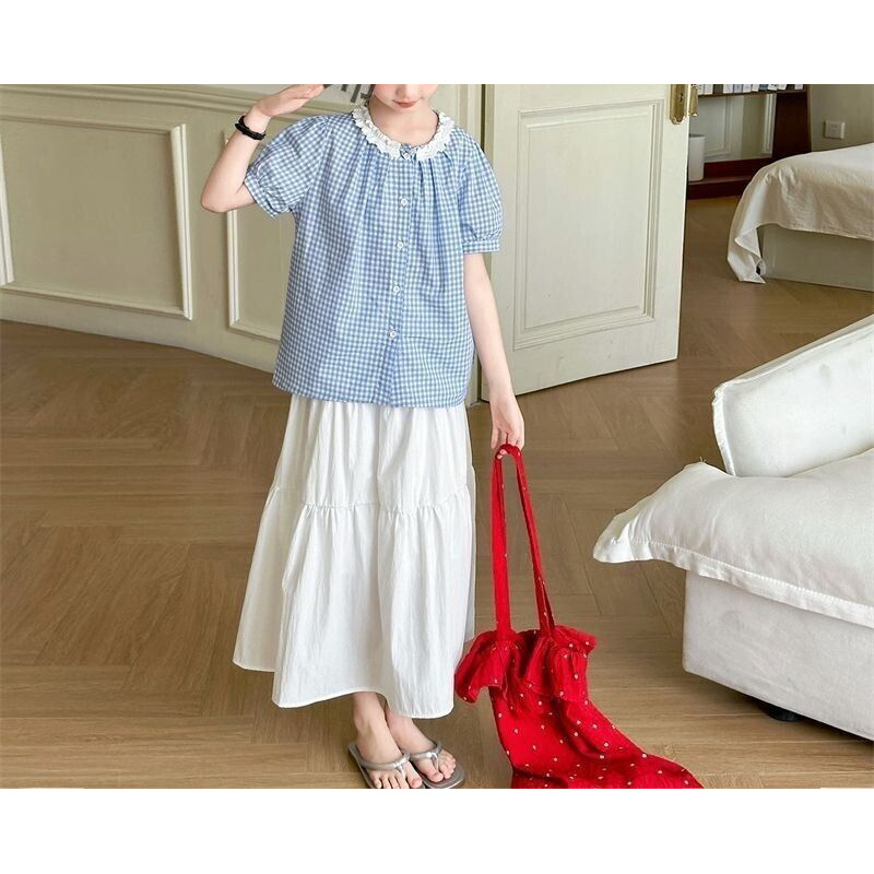 Toruva어린이 봄여름 세트 체크 반팔 블라우스와 롱 스커트14세 이상 40,140원