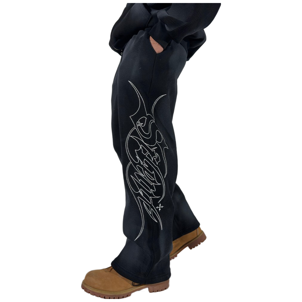 피스 더티 레터링 와플지 와이드 스트링 팬츠 남자바지 큰옷 밴딩 스트릿 빅사이즈 도프룸 53,510원