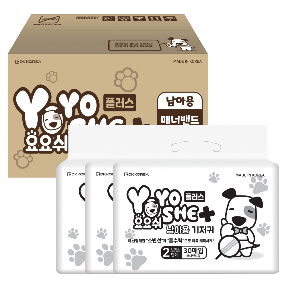 요요쉬 매너밴드 기저귀 플러스 남아용 2단계 애완용품, 소형, 30개입, 3개, 현재가 28,900원